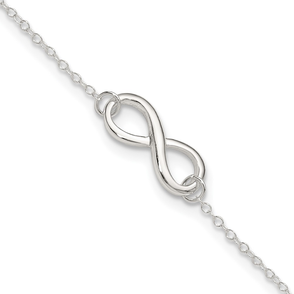 925 Sterling Silver 9" + 1in. Ext. Infinity Symbol Charm Symbol Jewelry Anklet